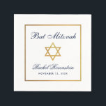Serviette En Papier Bat mitzvah Bleu Blanc Or<br><div class="desc">Papier bat mitzvah bleu blanc or Napkin</div>