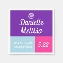 Bat mitzvah Color Block Personnalisé Napkins