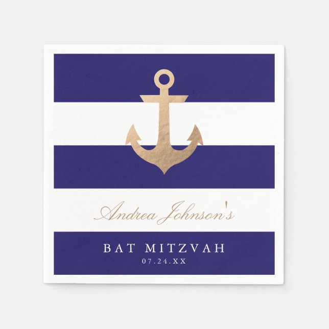 Serviette En Papier Bat mitzvah de marine (Devant)