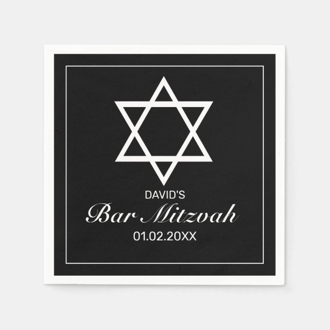 Serviette En Papier Bat mitzvah minimaliste blanc moderne (Devant)