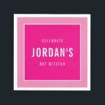 Serviette En Papier BAT MITZVAH moderne bold bloc assez rose<br><div class="desc">par kat massard >>> WWW.SIMPLYSWEETPAPERIE.COM <<<</div>