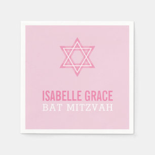 Serviette En Papier BAT MITZVAH moderne jolie étoile rose