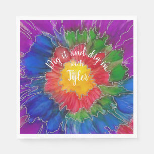 Serviette En Papier Bat ou Bar Mitzvah Napkin Encres colorées