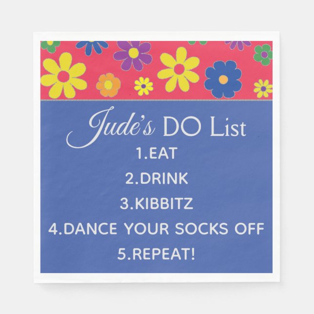 Serviette En Papier Bat ou Bar Mitzvah Serviettes à fleurs (Devant)