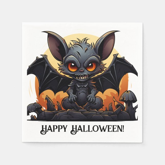 Serviette En Papier Bat Vampire d'Halloween (Devant)