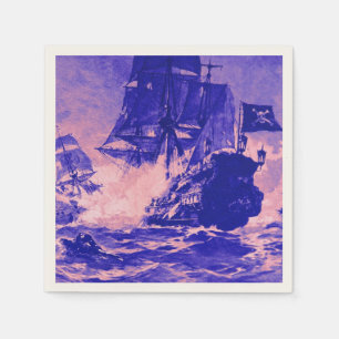 Serviette En Papier BATAILLE DE BATEAU DE PIRATE EN rose bleue