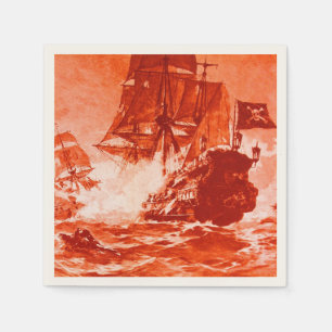 Serviette En Papier BATAILLE DE BATEAU EN rouge