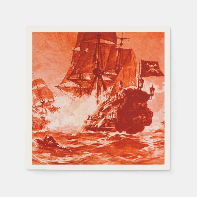 Serviette En Papier BATAILLE DE BATEAU EN rouge (Devant)