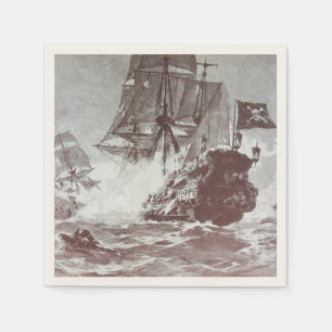 Serviette En Papier BATAILLE DE NAVIRE PIRATE EN noir