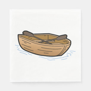 Serviette En Papier Bateau à rames en bois rustique sur l'eau