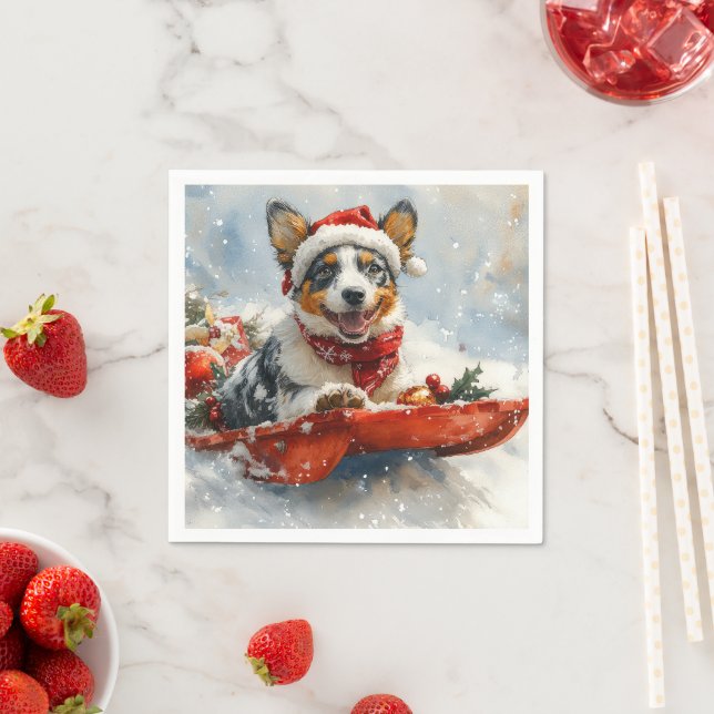 Serviette En Papier Bateau australien en sledge laissez-le neiger Noël (En situation)