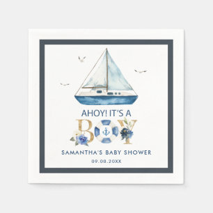 Serviette En Papier Bateau bleu nautique Ahoy C'est un Baby shower gar