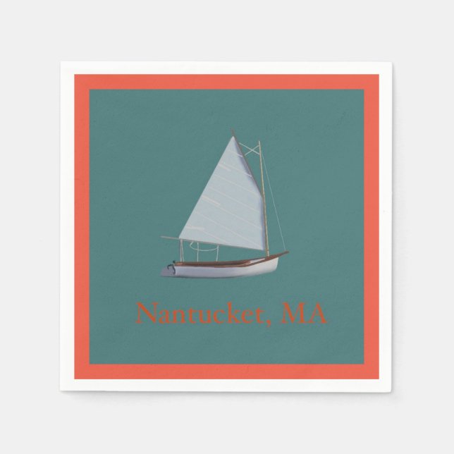Serviette En Papier Bateau de chat Nantucket. Serviettes Cocktail Sail (Devant)