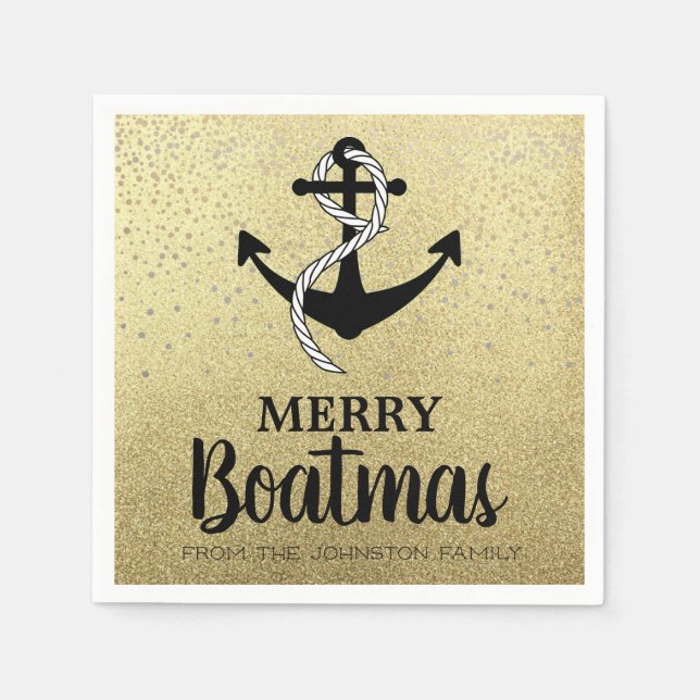 Serviette En Papier Bateau de Noël Ancres nautiques (Devant)