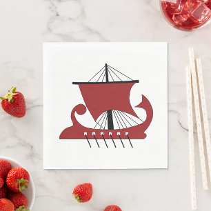 Serviette En Papier Bateau Viking Longship Silhouette Drakkar