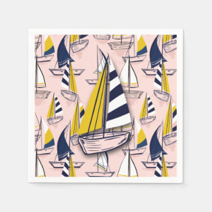 Serviette En Papier Bateaux à voile bleu marine