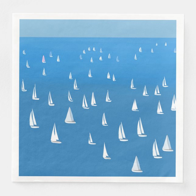 Serviette En Papier Bateaux à voile en mer bleu profond - Regatta Bate (Devant)