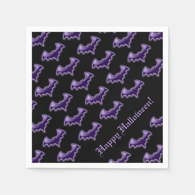 Serviette En Papier Bateaux de nuit noirs et violets (Devant)