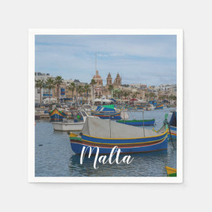 Serviette En Papier Bateaux de pêche traditionnels colorés à Malte
