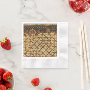 Serviette En Papier Batik Earthy Grain de Café Élégant Rustique Rugueu