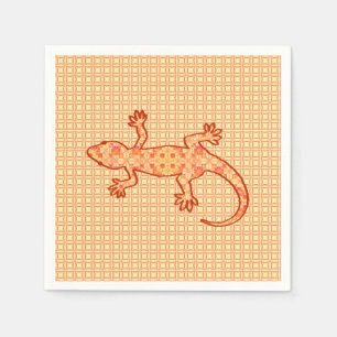 Serviette En Papier Batik tribal Gecko - corail et orange clair