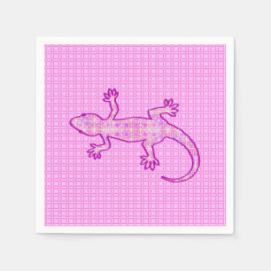Serviette En Papier Batik tribal Gecko - orchidée et coquille rose