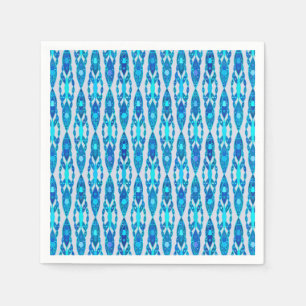 Serviette En Papier Batik tribal - gris bleu et argenté de saphir