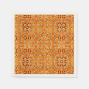 Serviette En Papier Batik tribal - nuances d'ambre et de brun