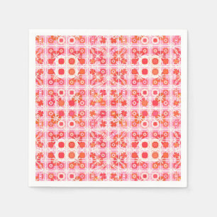 Serviette En Papier Batik tribal - rose fraise et rouge