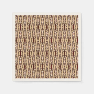 Serviette En Papier Batik Tribal - Tan, Brown foncé et crème