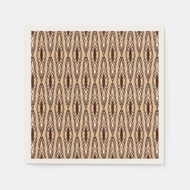 Serviette En Papier Batik Tribal - Tan, Brown foncé et crème (Devant)