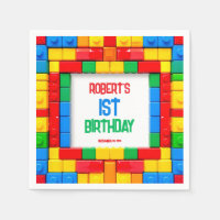 Bâtiment Anniversaire Blocs Party Napkins