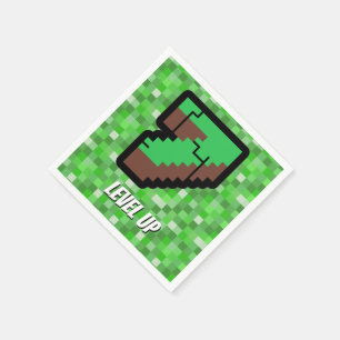 Serviette En Papier Bâtiment Pixelated Gamer Vert Level Up 7