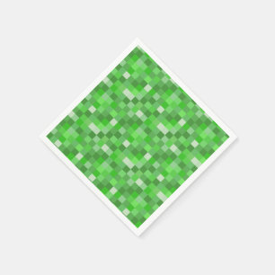 Serviette En Papier Bâtiment vert pixelisé plié 