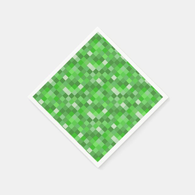 Serviette En Papier Bâtiment vert pixelisé plié  (Coin)