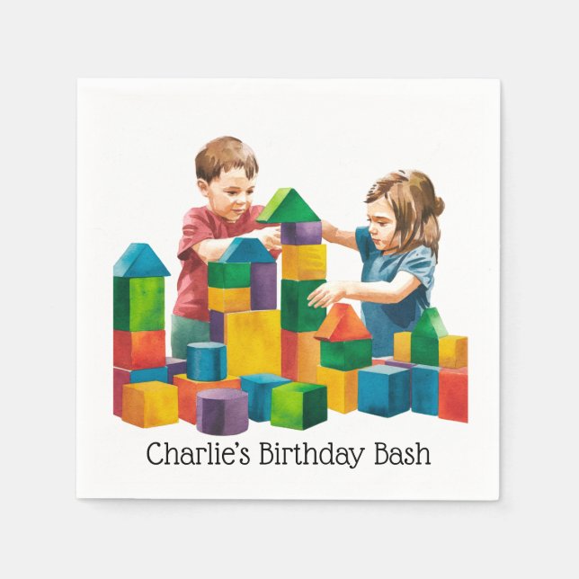 Serviette En Papier Bâtiments à l'Anniversaire Bash (Devant)