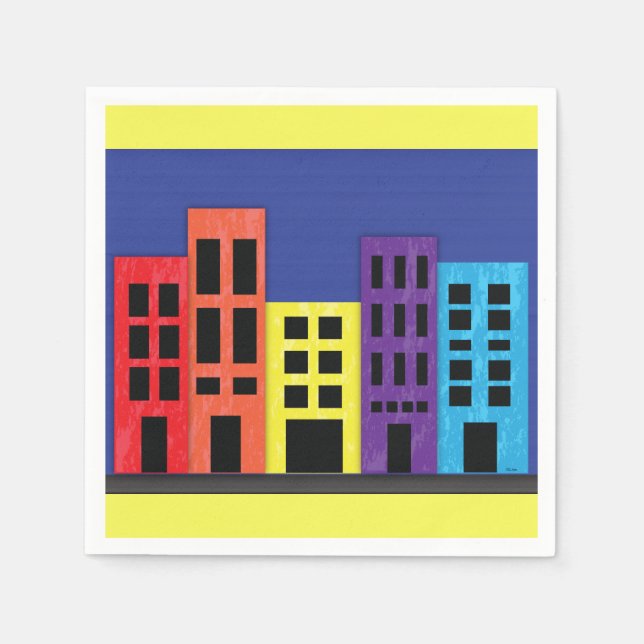 Serviette En Papier Bâtiments brillants serviettes (Devant)