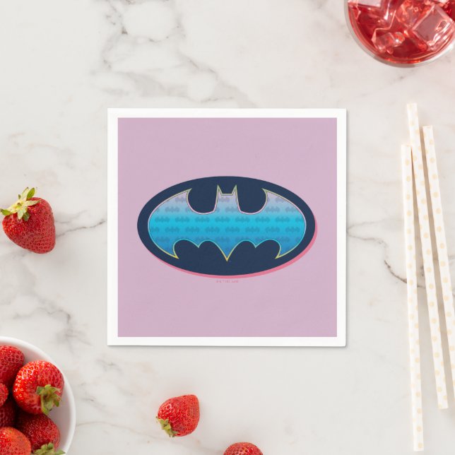 Serviette En Papier Batman | Symbole rose et bleu (En situation)