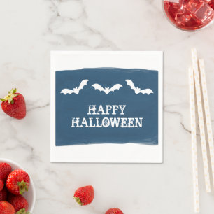 Serviette En Papier Bats bleu blanc Aquarelle Halloween