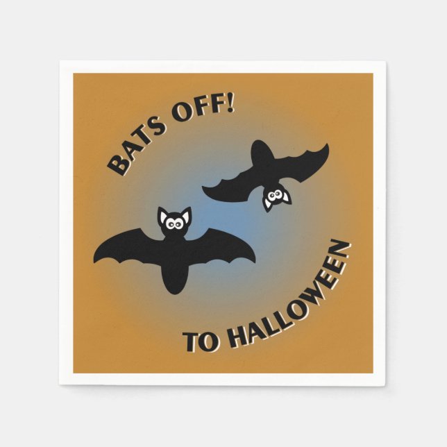 Serviette En Papier Bats d'Halloween bleu orange (Devant)
