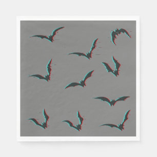 Serviette En Papier Bats d'Halloween gris et noir
