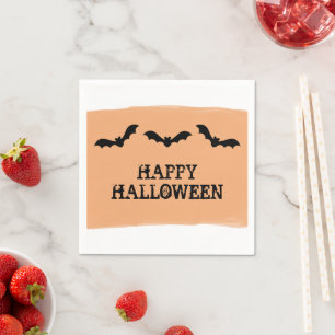 Serviette En Papier Bats orange en aquarelle Halloween Papier Naples