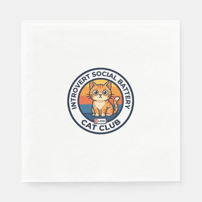 Serviette En Papier Batterie sociale d'introverti Chat Mignon Kitty De (Devant)