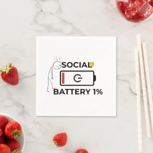 Serviette En Papier batterie sociale, introverti, citation drôle, faib