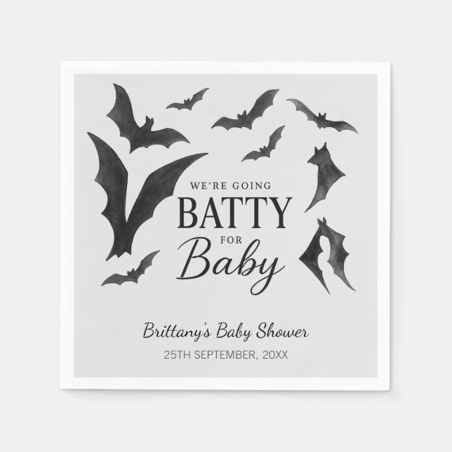 Serviette En Papier Batty Pour Bébé Halloween chauves-souris Baby show (Devant)