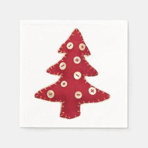 Serviette En Papier Baubles Bouton Bouton Arbres de Noël Rouges