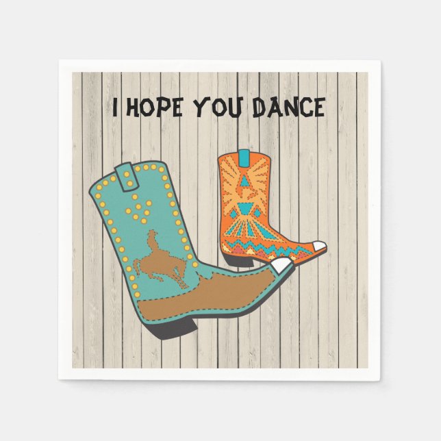 Serviette En Papier BBQ Cowboy et danse Carré commande spéciale (Devant)