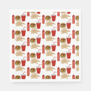 Serviette En Papier BBQ Motif Burger Fast Food