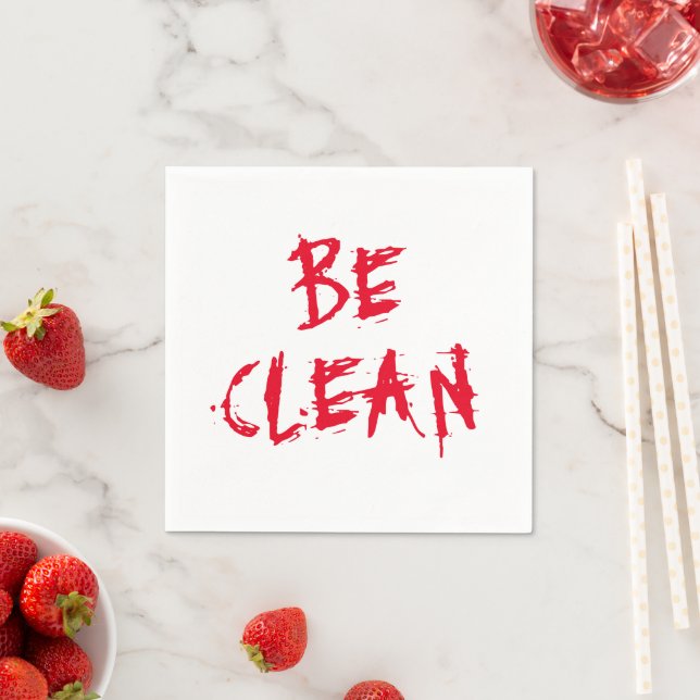 Serviette En Papier Be Clean rouge vampire sang typographie Halloween (En situation)