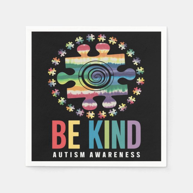 Serviette En Papier Be Kind Sensibilisation sur l'autisme Conception c (Devant)